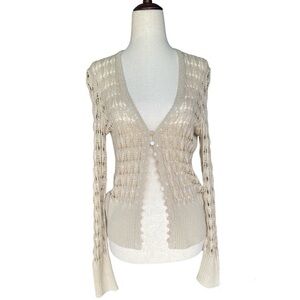 Cache Y2K Silk Crochet Cardigan Size Medium